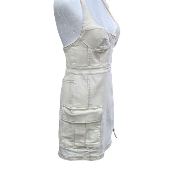 Urban Outfitters Jenny Halter Mini Dress Medium Denim Bustier‎ Cargo Utility Y2K - Picture 13 of 13